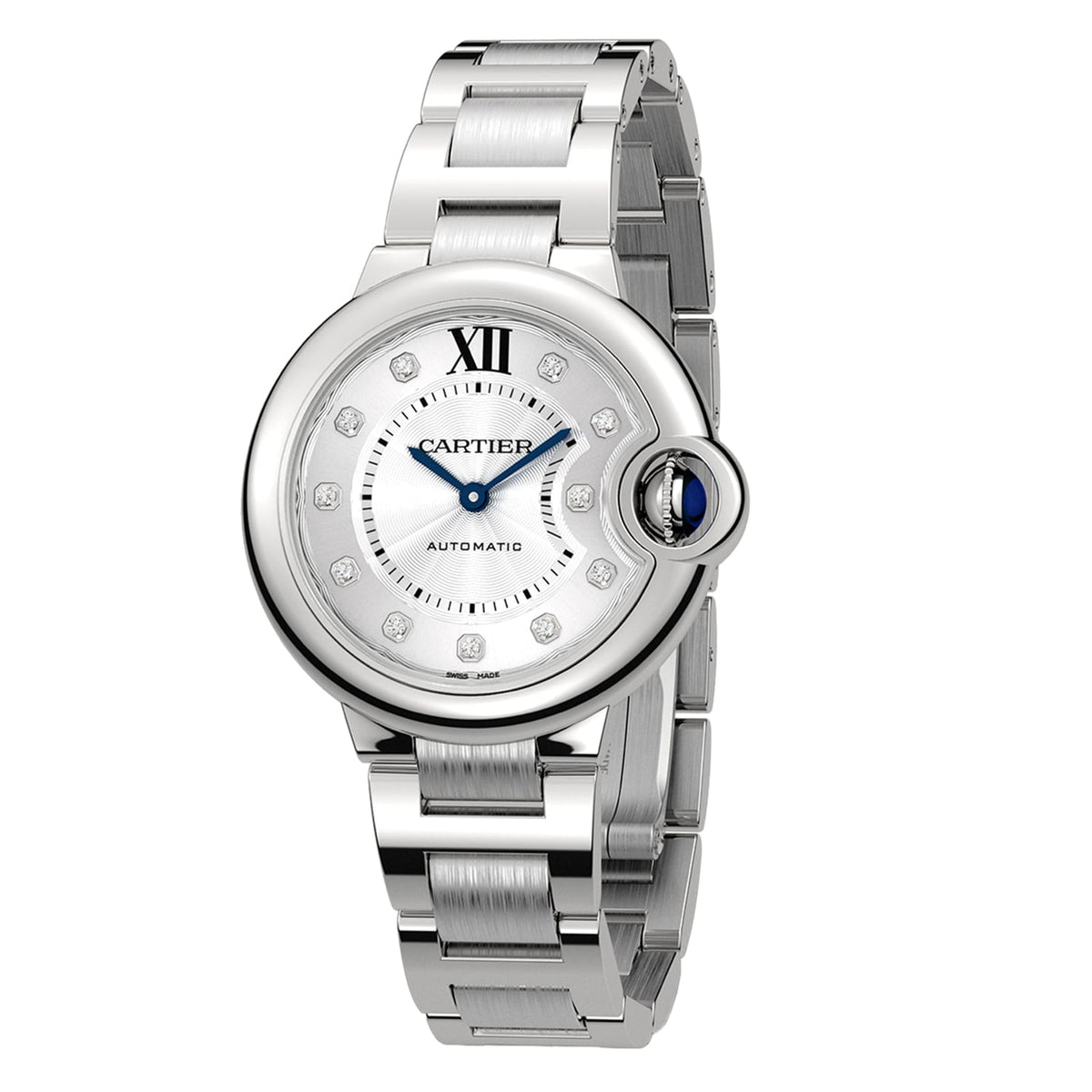 Ballon Bleu de Cartier 33 | 33mm, Steel, Diamond Silver Dial